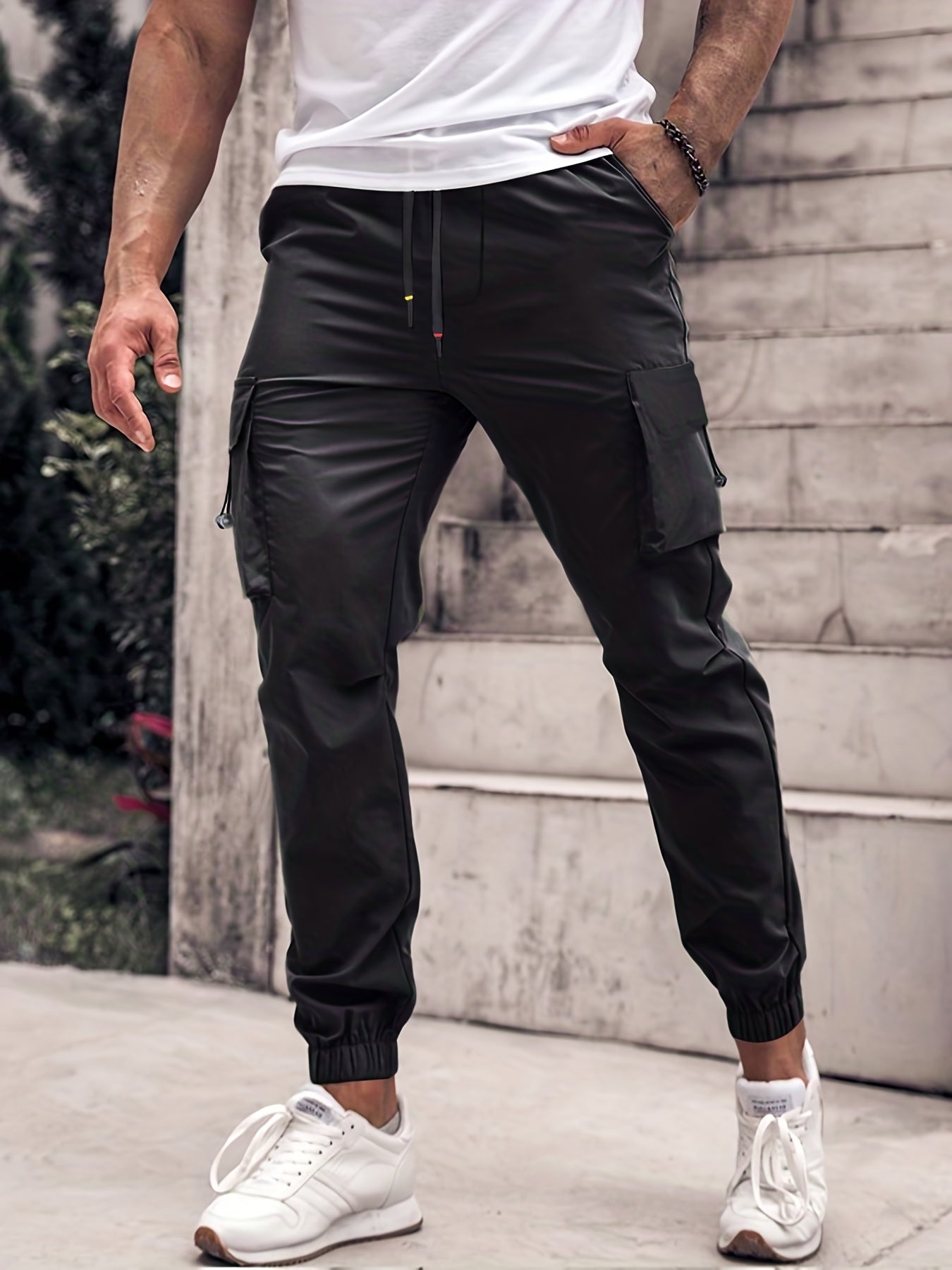 Men's Drawstring Cargo Joggers for Spring Summer