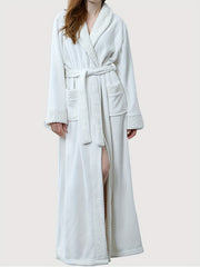 Cozy Long Sleeve Fuzzy Night Robe with Belt & Pockets