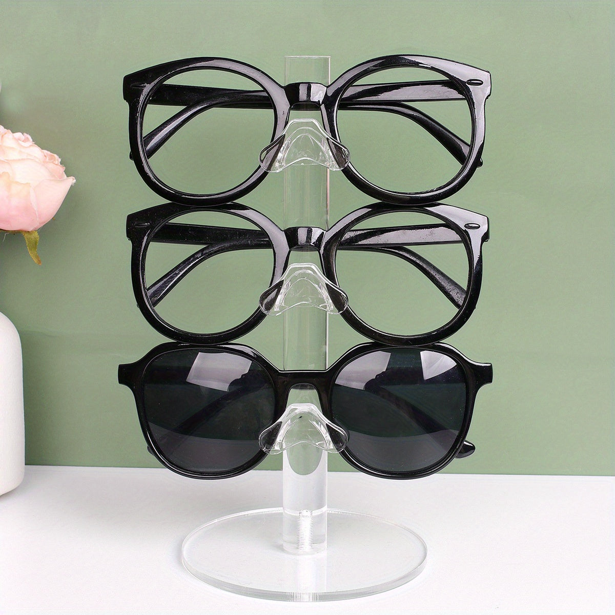 3-Layer Eyeglasses Storage Display Stand Acrylic Organizer