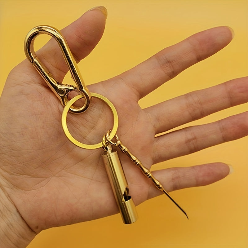 Copper Alloy Whistle Ear digging Spoon Keychain Outdoor Gift