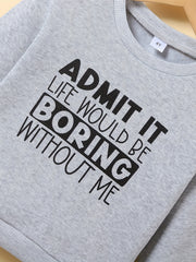 Kids Thermal Lined Sweatshirt Boys Crew Neck Top