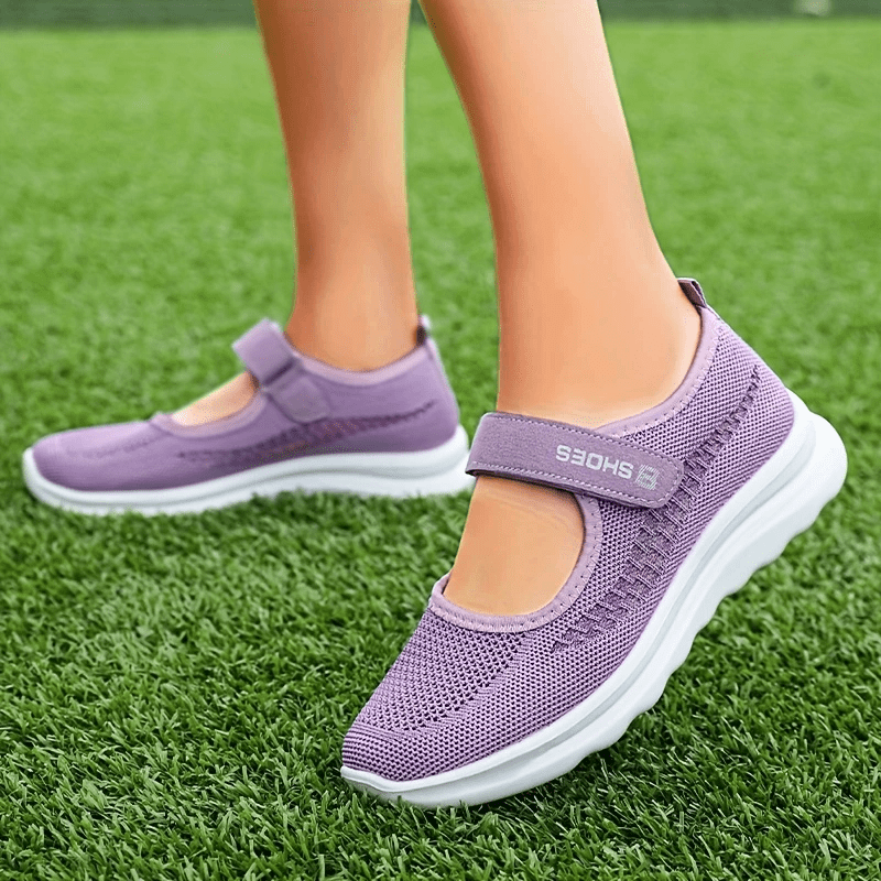Women's Knitted Hook & Loop Casual Shoes Soft Sole Flat Shoes