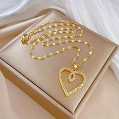 Stainless Steel Heart Love Pendant Necklace for Women Girl