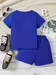 Boys Fun Smile Graphic Print Short Sleeve T-shirt & Shorts Set