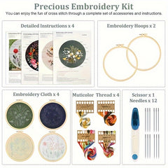 4 Sets Cross Stitch Embroidery Starter Kit DIY Craft Tool