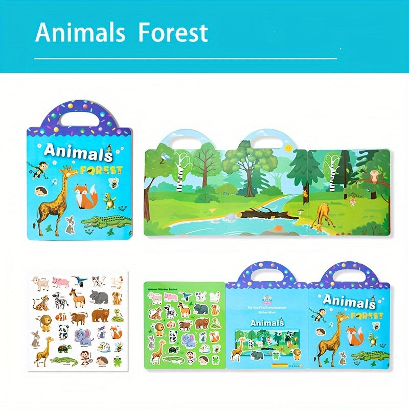 Reusable Sticker Books Dinosaurs Animals Vehicles Educational Toys