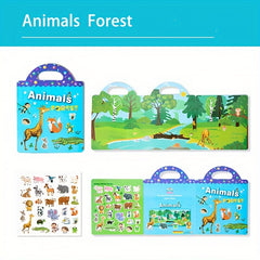 Reusable Sticker Books Dinosaurs Animals Vehicles Educational Toys