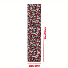 Boho Skull Rose Flower Table Runner Gothic Vintage Waterproof Stain Resistant