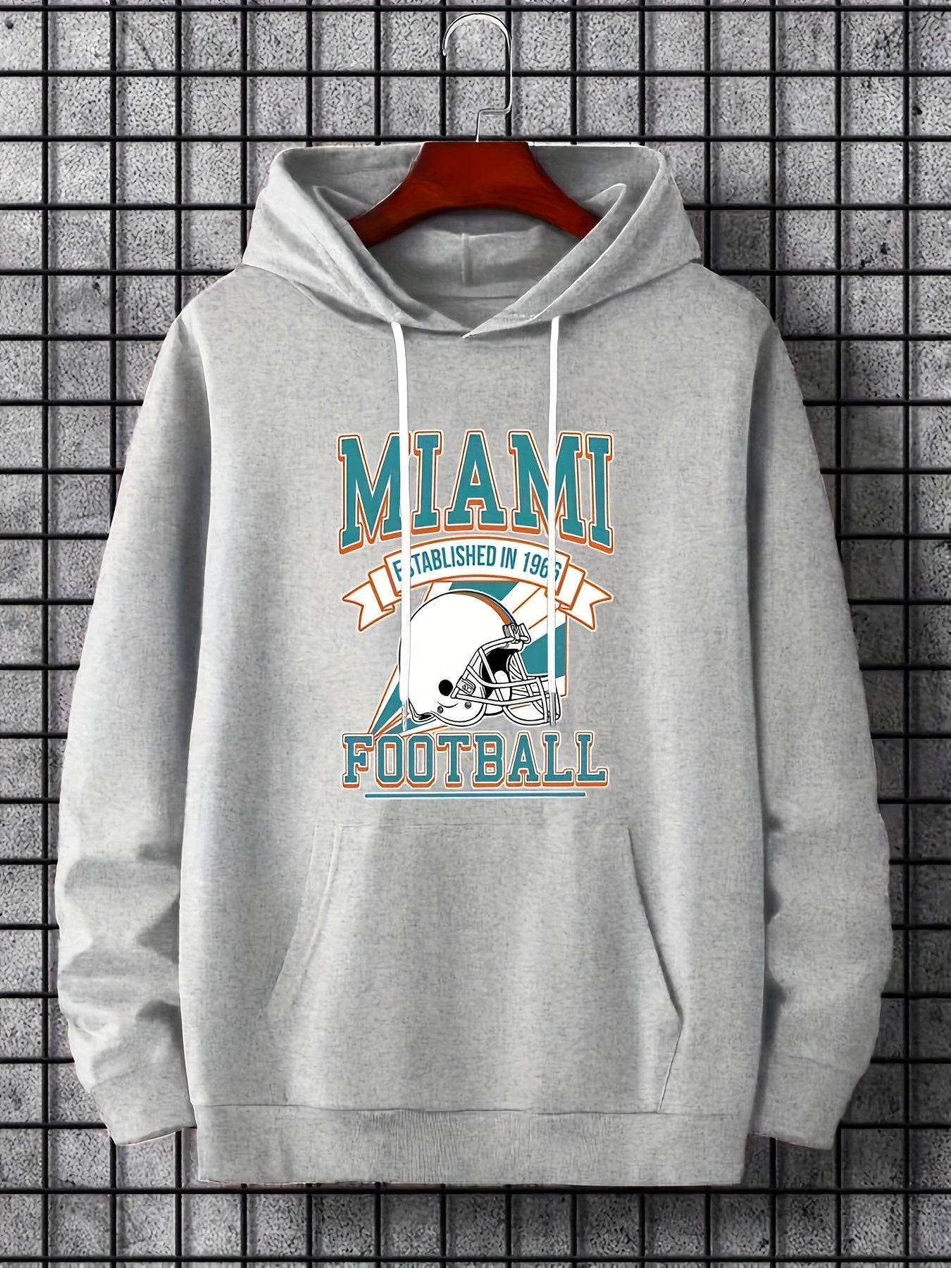 Miami Helmet Print Hoodies for Men Graphic Hoodie with Kangaroo Pocket