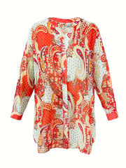 Paisley Floral Print Boho Blouse Plus Size