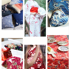 5pcs Japanese Style Cotton Fabric - DIY Quilted Kimono Doll Cloth