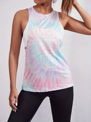 Tie Dye Sports Tank Top Casual Loose Sleeveless Summer Tops