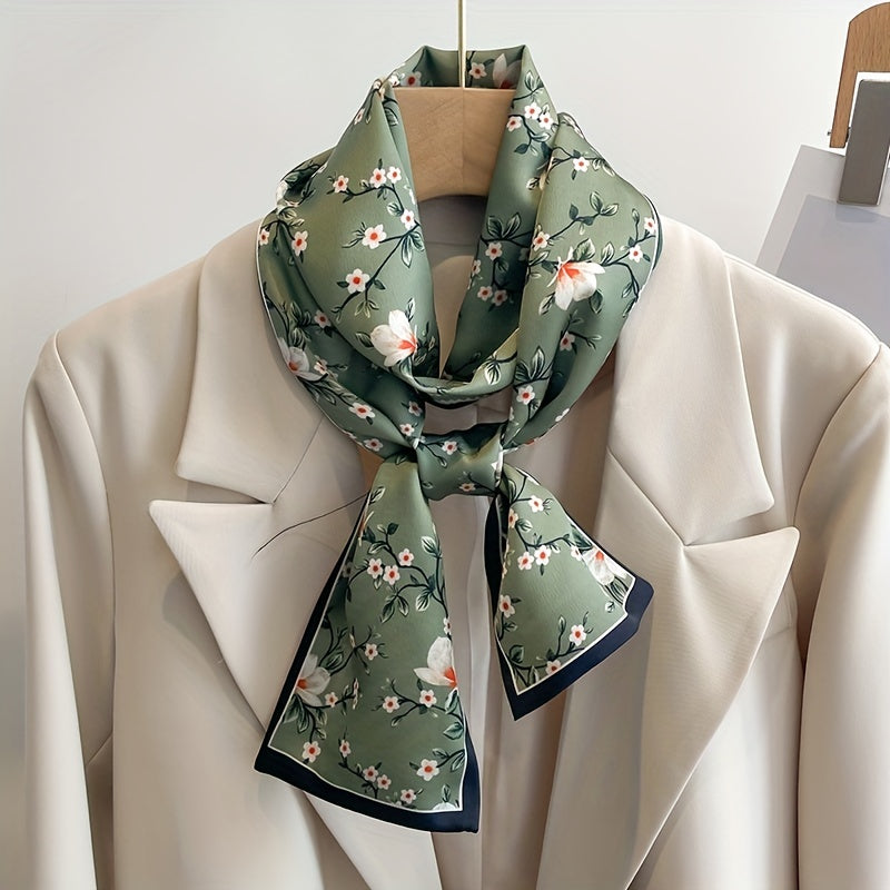 Vintage Floral Pattern Satin Necke...