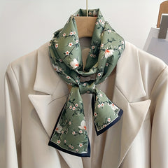 Vintage Floral Pattern Satin Necke...
