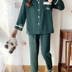 2pcs Loungewear Set Long Sleeve Top & Pants Women's Pajama Set