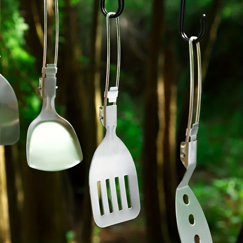 Stainless Steel Portable Folding Cookware Spatula Spoon for Outdoor Camping