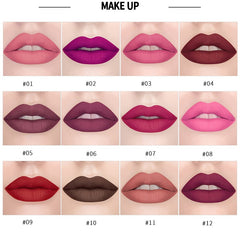 Waterproof Matte Lipstick Liquid Gloss 12 Colors