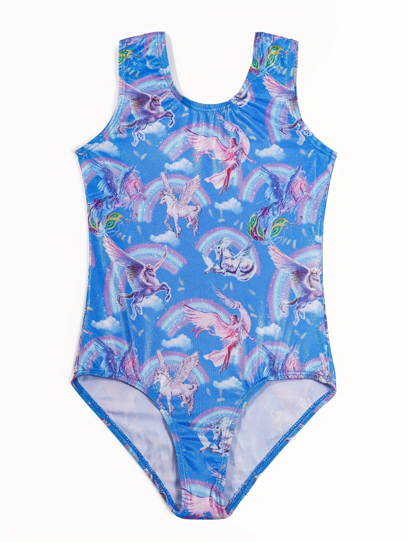 Girls Unicorn & Rainbow Gymnastics Jumpsuit Dance Suit
