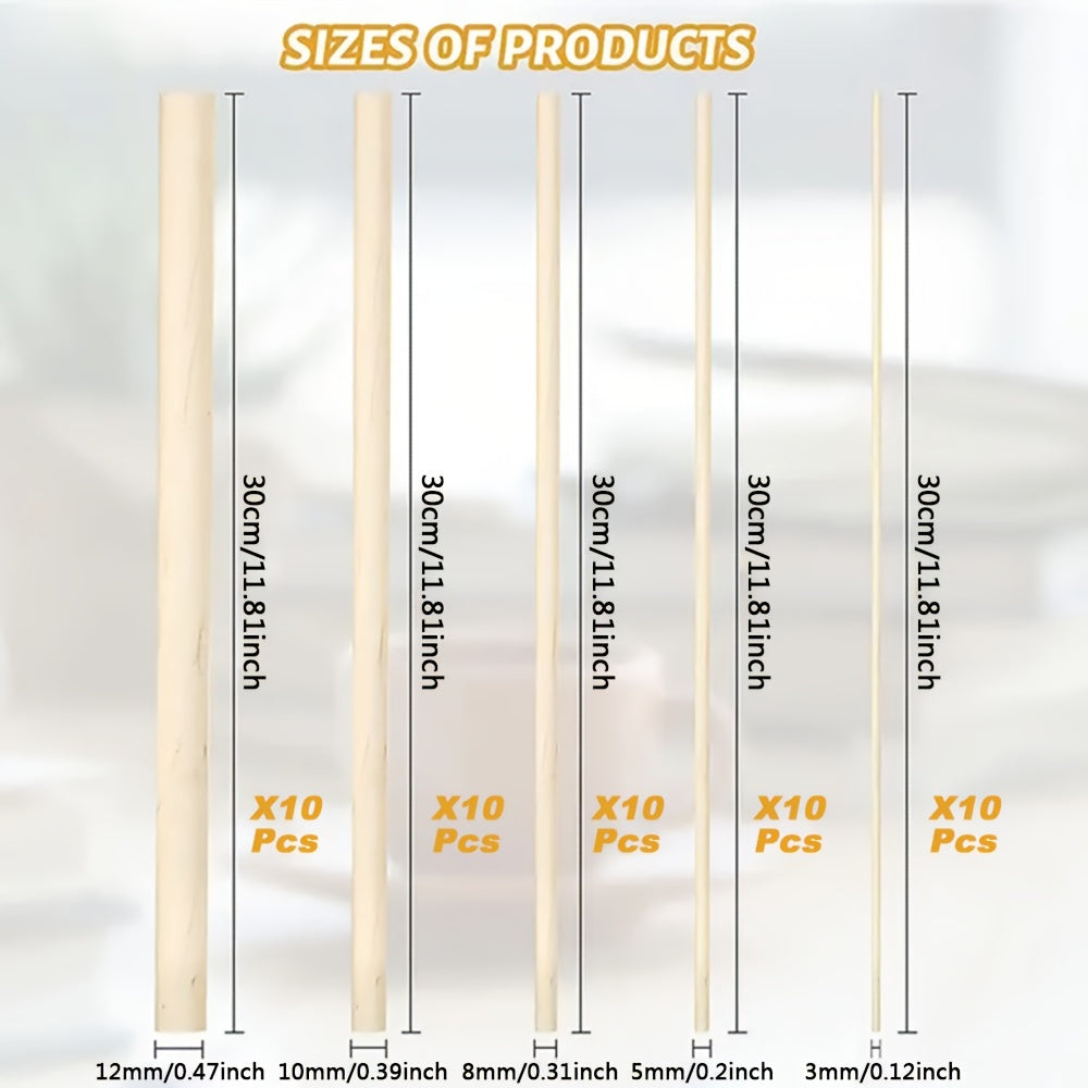 50pcs Birch Wooden Stick Combination Set DIY Building Model Material