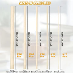 50pcs Birch Wooden Stick Combination Set DIY Building Model Material