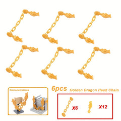 6pcs Small Particle Weapon Master Dragon Head Chain Figure Handle Assembly Toy