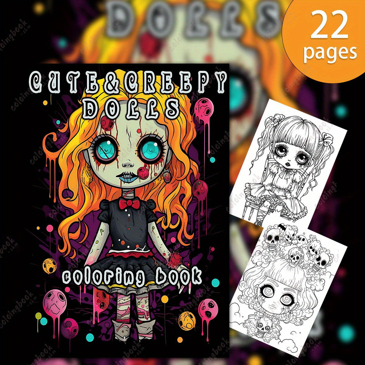 Deluxe Creepy Dolls Coloring Book for Adults - Gothic Cover - Halloween