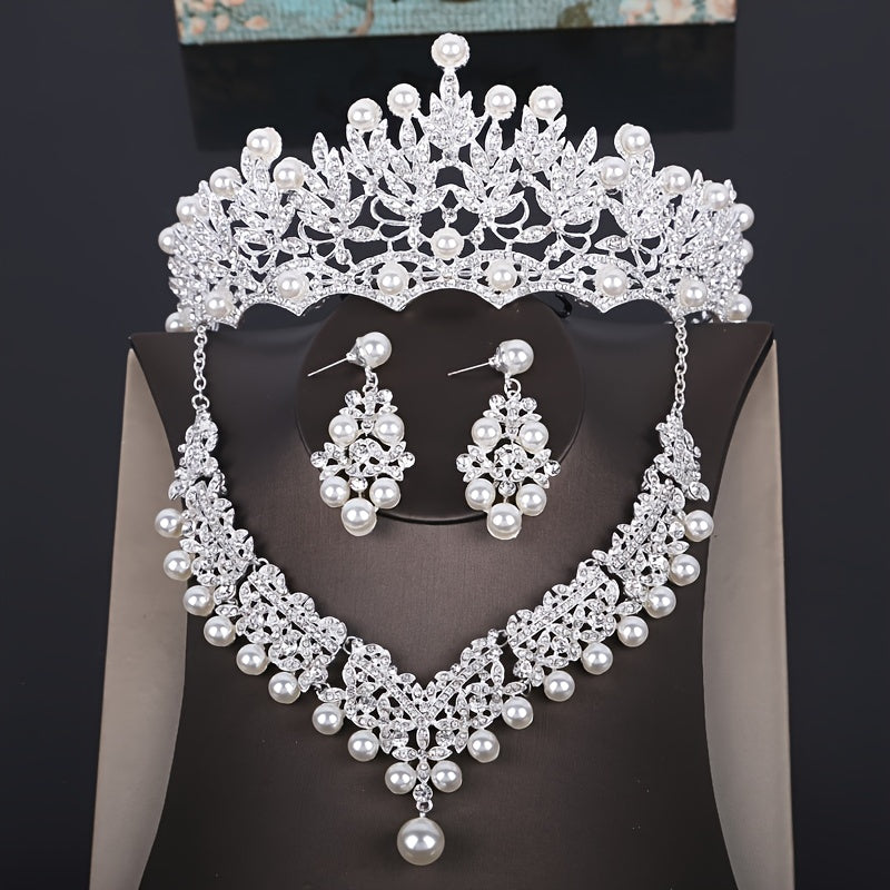 Crystal Faux Pearl Jewelry Set for Women Wedding