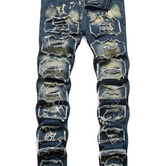 Slim Fit Tassel Decoration Jeans Men's Casual Street Style Denim Pants