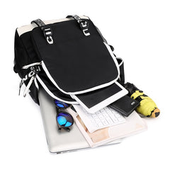 King & Queen Street Print Backpack USB Rechargeable