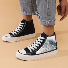 Anime Girl Pattern Lightweight High Top Breathable Canvas Sneakers