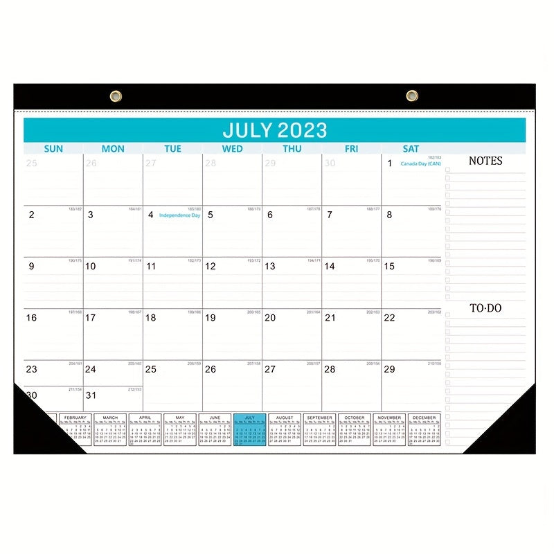 Large Desk Wall Calendar July-Dec 18 Months 18x30