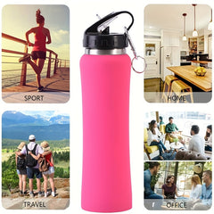 Outdoor Portable Sports Water Bottle Double layer Stainless Steel Water Cup