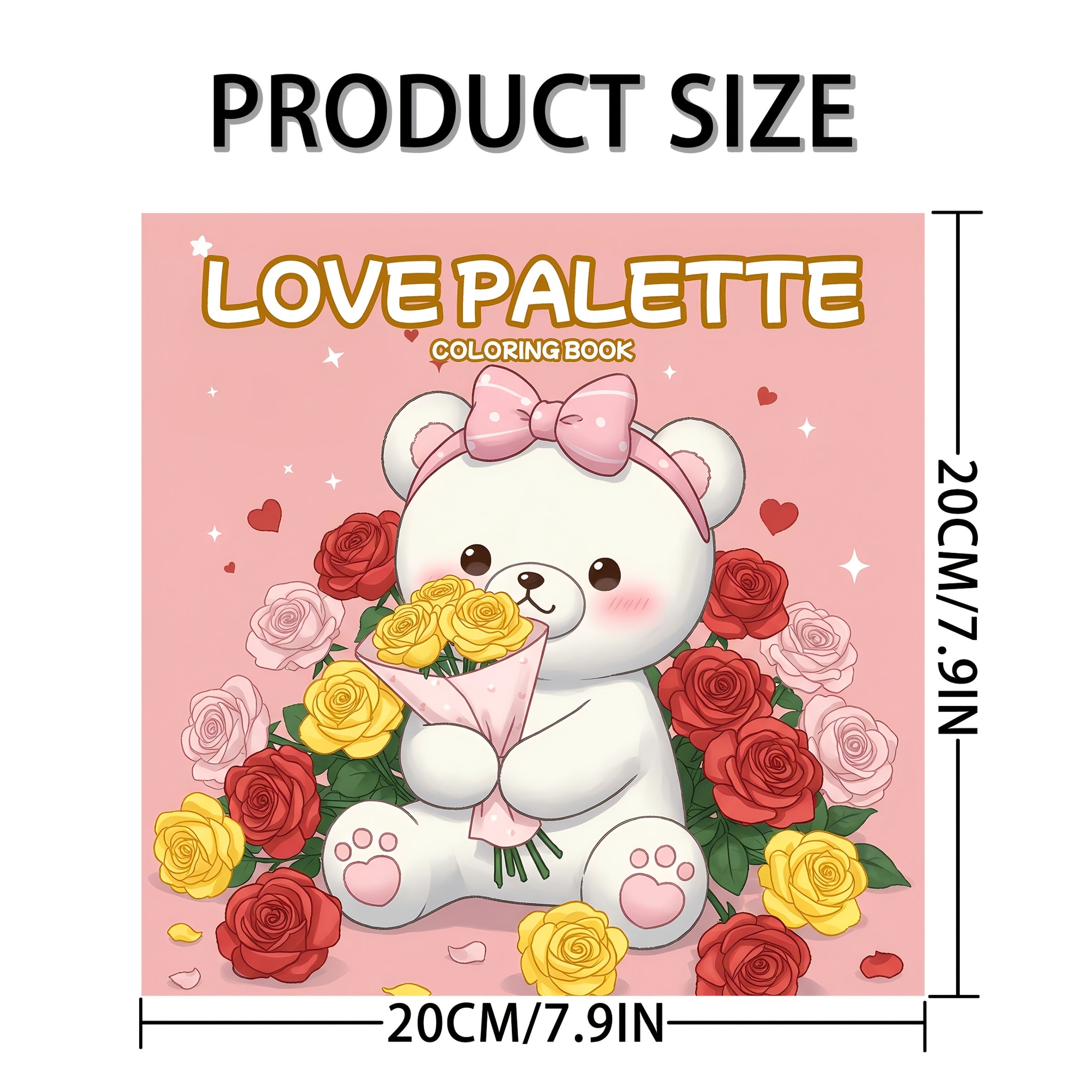 Love Palette Adult Coloring Book 24 Pages Single Sided Bear Floral Heart Designs