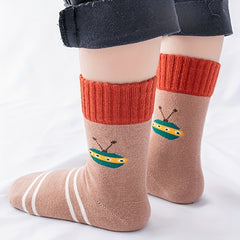 5 Pairs Kids Thick Cozy Warm Space Striped Crew Socks