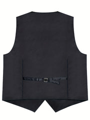 DiBanGu Mens Vest Silk Jacquard Woven Waistcoat Sleeveless Gilet
