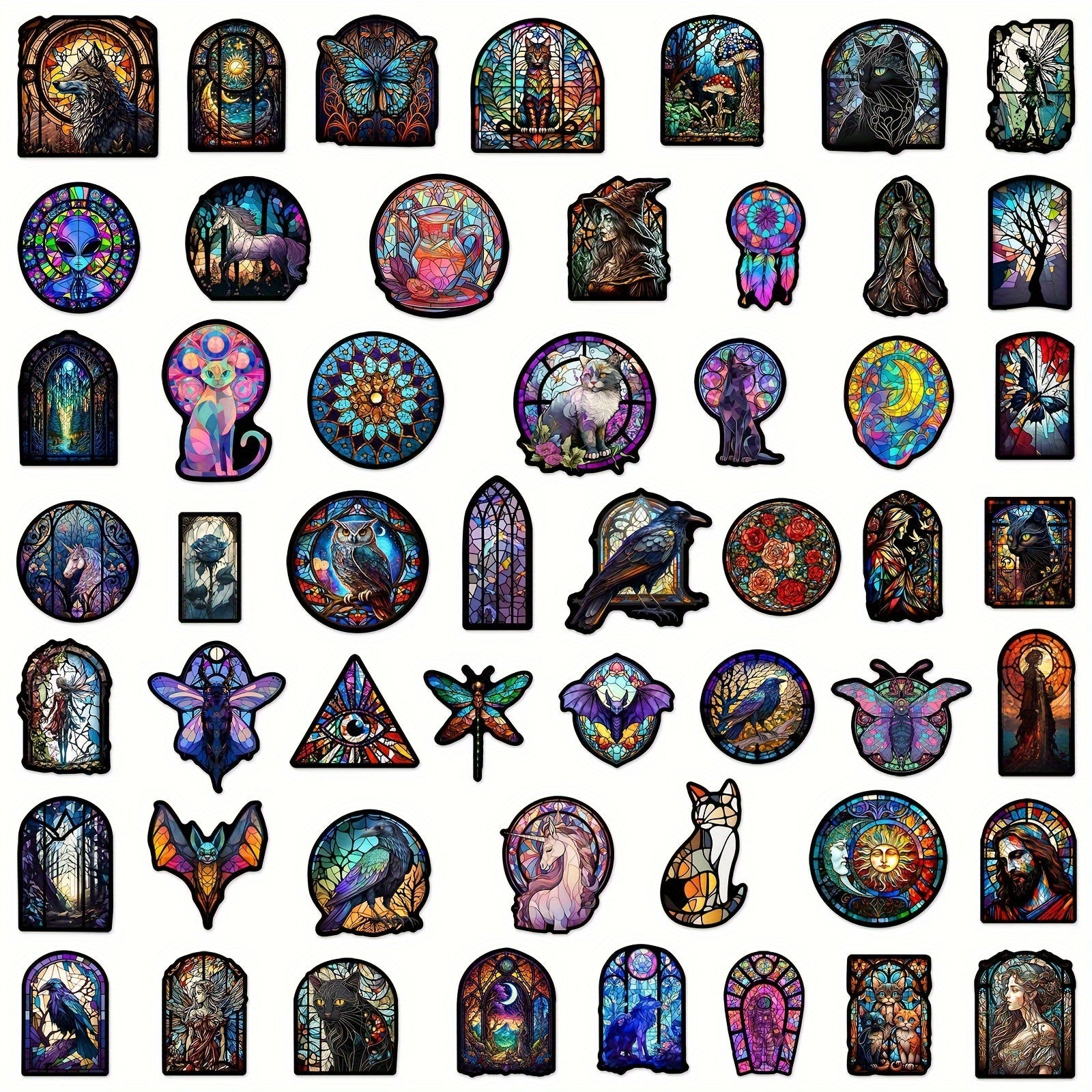 50pcs Colorful Glass Graffiti Stickers for Luggage Skateboard Helmet