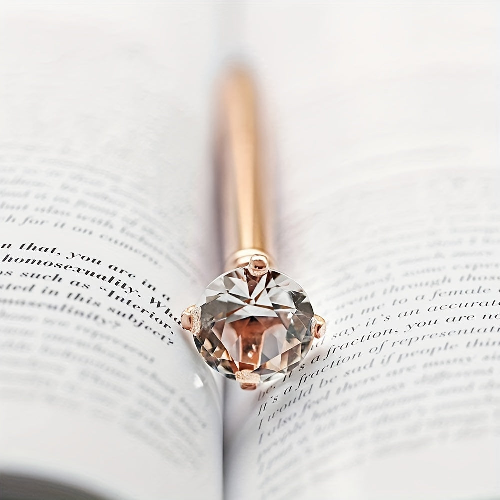 3pcs Crystal Diamond Pens Metal Ballpoint School Office Silvery Rose Golden