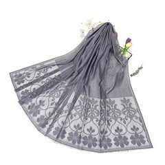 Boho Floral Embroidery Scarf Large Shawl Thin Breathable Head Wrap