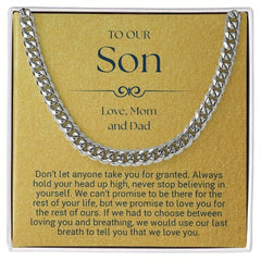 Son Cuban Chain Necklace Graduation Birthday Gift from Mom and Dad