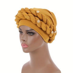 Twisted Braided Turban Cap Pre-tied Head Wrap Elastic Ramadan Hijab