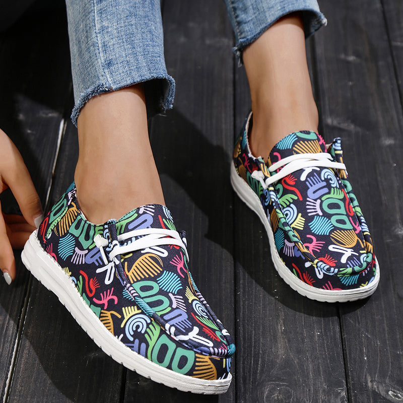 Women's Flat Canvas Shoes Lace Up Loafers