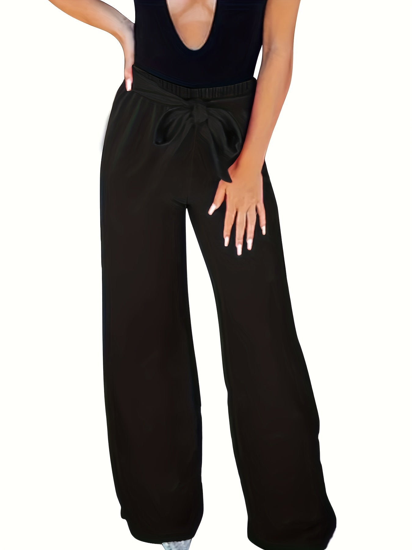 Casual Flared Leg Bow Tie Pants