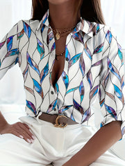 Floral Print Long Sleeve Button Up Shirt Top