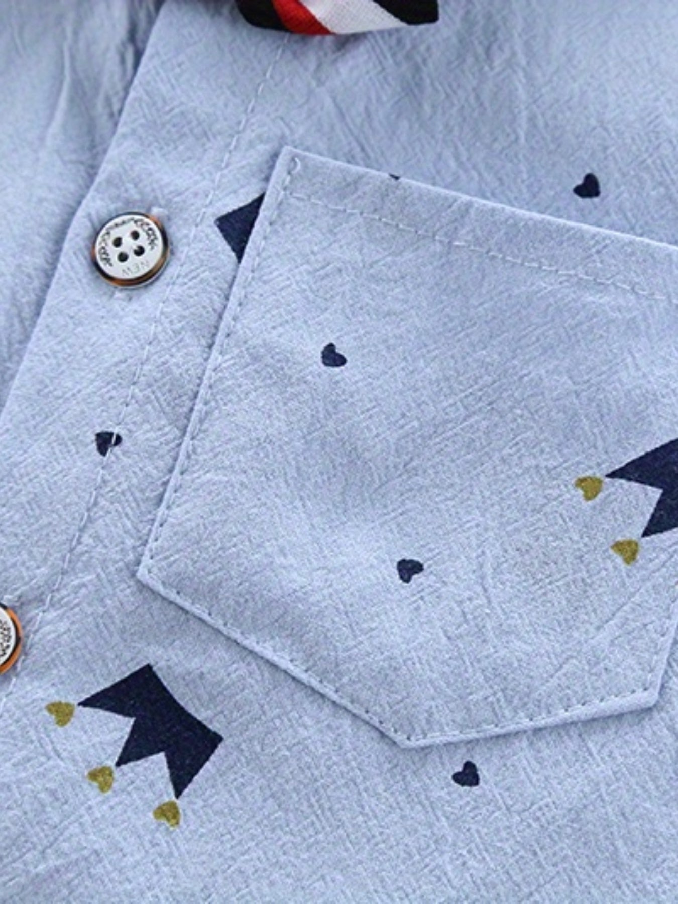 Boys Gentleman Crown Print Shirt&Shorts Set, Summer Kids Clothing
