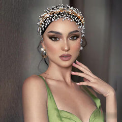 Golden Leaves Rhinestone Bridal Hairband Wedding Headdress