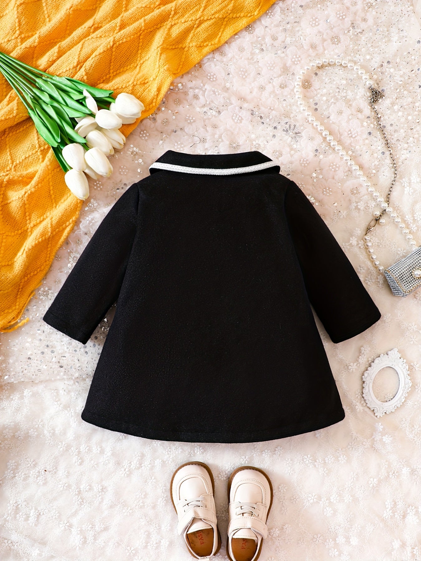Toddler Baby Girls Tweed Coat Single Breasted Long Sleeve Outwear