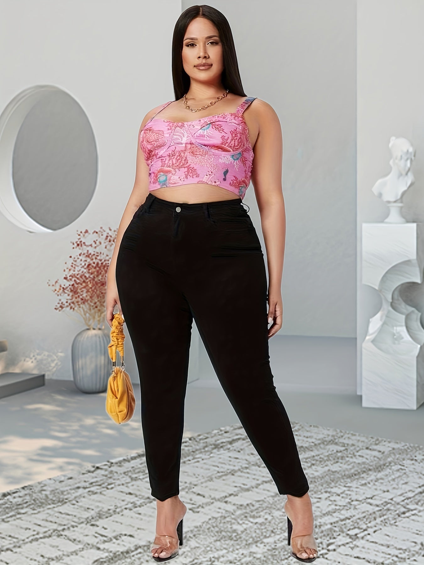 Solid High Rise Button Fly Skinny Jeans