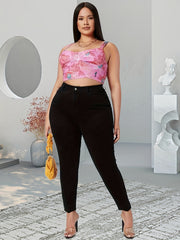 Solid High Rise Button Fly Skinny Jeans
