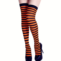 Striped Thigh High Socks Halloween Cosplay Over The Knee Socks