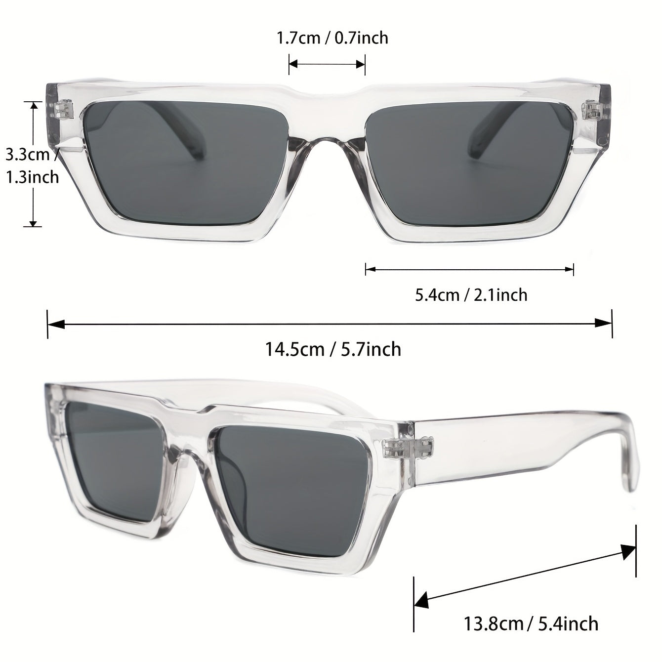 Vintage Rectangle Sunglasses Men Women 90s Retro Chunky Sun Shades